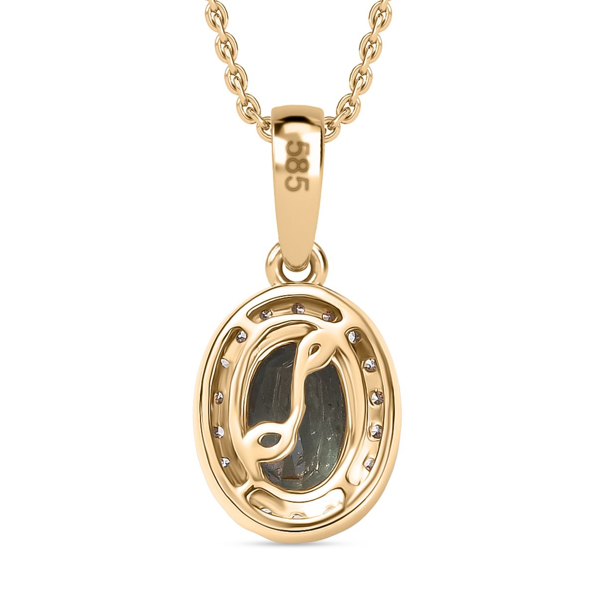 AAA Alexandrit, Weißer Diamant Anhänger mit Kette ca. 45 cm, 585 Gelb Gold ca. 1.50 ct