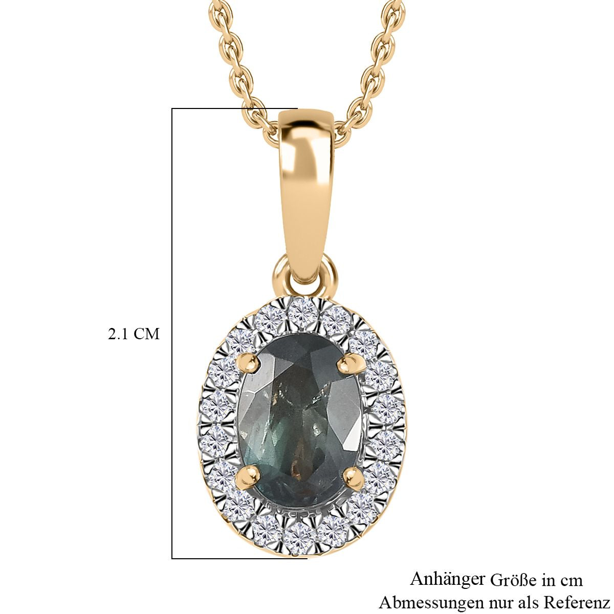 AAA Alexandrit, Weißer Diamant Anhänger mit Kette ca. 45 cm, 585 Gelb Gold ca. 1.50 ct