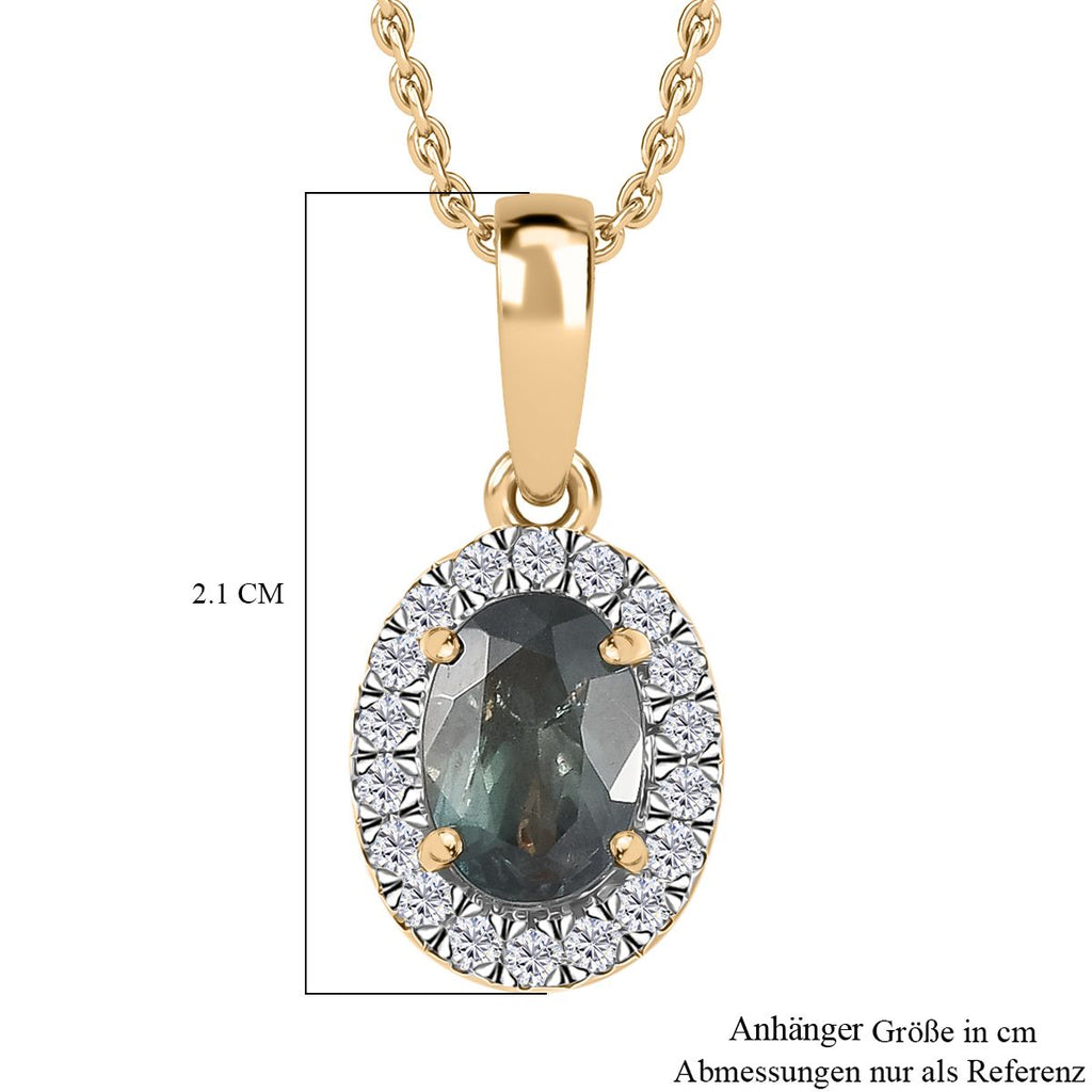 AAA Alexandrit, Weißer Diamant Anhänger mit Kette ca. 45 cm, 585 Gelb Gold ca. 1.50 ct