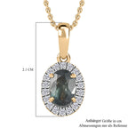 AAA Alexandrit, Weißer Diamant Anhänger mit Kette ca. 45 cm, 585 Gelb Gold ca. 1.50 ct