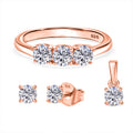 Moissanit Schmuckset 925 Silber 750 Roségold Vermeil (Größe 21) ca. 1,44 ct.