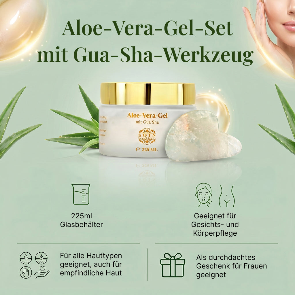 SQIN Botanicals Aloe Vera Gel Set 225 ml mit Rauchquarz Gua Sha