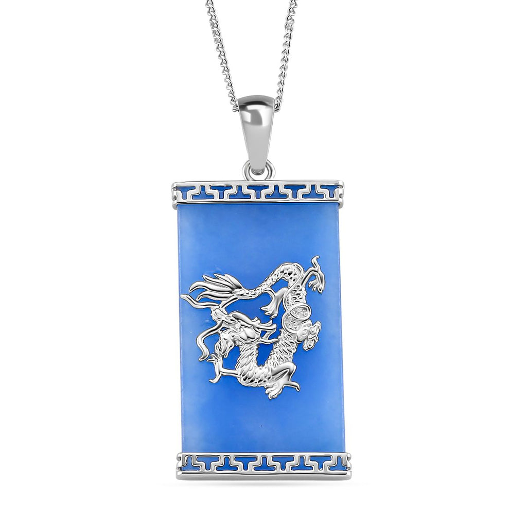 Blaue Jade Schmuckset 925 Silber platiniert, 925 Silber rhodiniert ca. 16.86 ct