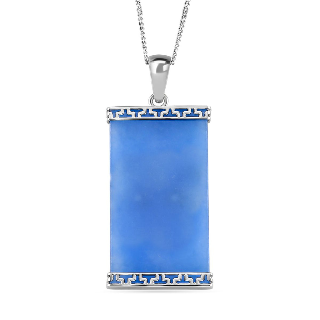 Blaue Jade Schmuckset 925 Silber platiniert, 925 Silber rhodiniert ca. 16.86 ct