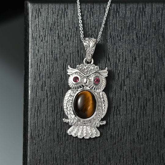Tigerauge, Rhodolith Granat Schmuckset ca. 2.87 ct