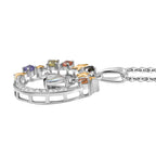 D'joy AAA Premium Malagasy Mondstein, Mehrfarbiger Saphir Starlight Whispers Anhänger mit Kette (ca. 50cm), 925 Silber platiniert und vergoldet ca. 1.21 ct