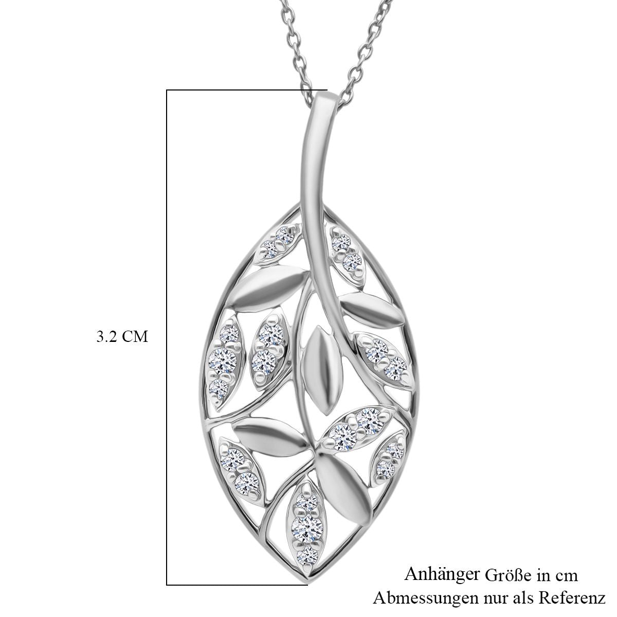 LUXURIANT DIAMOND - Lab Grown Diamant SI-GH Anhänger mit Kette, 925 Silber rhodiniert ca. 0.25 ct