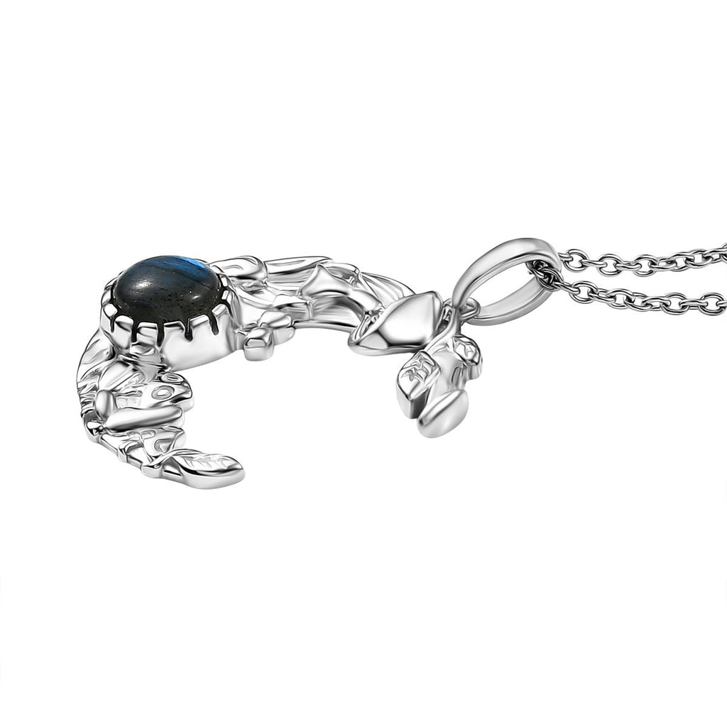 Labradorit Anhänger mit 316L Edelstahl Kette ca. 50 cm, Nickelfreies Messing, ca. 1.50 ct