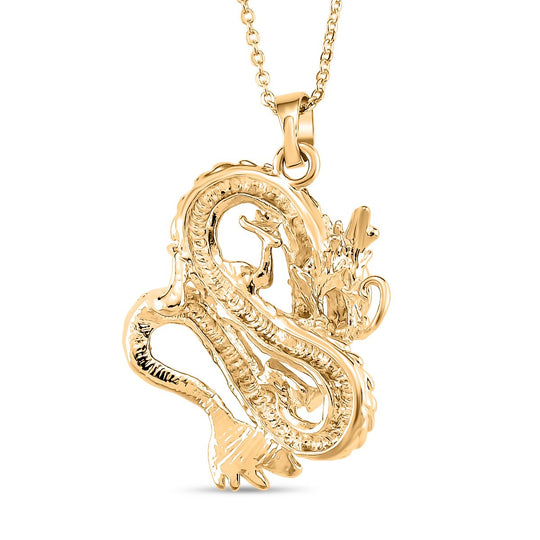 Drachen-Design Anhänger mit Kette, Nickelfreies Messing, ca. 43.5 cm, Silberfarben
