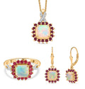 D'Joy äthiopisches Welo Opal, Niassa Rubin und Moissanit Schmuckset