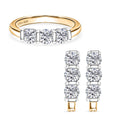 2er Set - Moissanit Ring und Ohrringe, 925 Silber, bicolor, (Größe 21.00) ca. 2,03 ct.