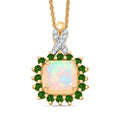 Opal Radiance - D joy Natürlicher, äthiopischer Welo Opal, Natürlicher Chromdiopsid Starlit Anhänger mit Kette, 925 Silber 750 Gelbgold Vermeil ca. 1.63 ct