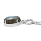 Labradorit, Himmelblauer Topas Anhänger mit Kette, Edelstahl ca. 11.10 ct