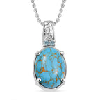 Blauer Türkis, Himmelblauer Topas Anhänger mit Kette, Edelstahl ca. 11.10 ct