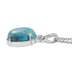 Blauer Türkis, Himmelblauer Topas Anhänger mit Kette, Edelstahl ca. 11.10 ct