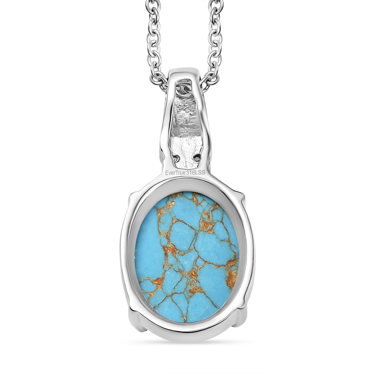 Blauer Türkis, Himmelblauer Topas Anhänger mit Kette, Edelstahl ca. 11.10 ct