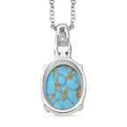 Blauer Türkis, Himmelblauer Topas Anhänger mit Kette, Edelstahl ca. 11.10 ct