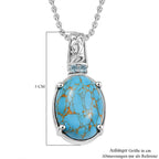 Blauer Türkis, Himmelblauer Topas Anhänger mit Kette, Edelstahl ca. 11.10 ct