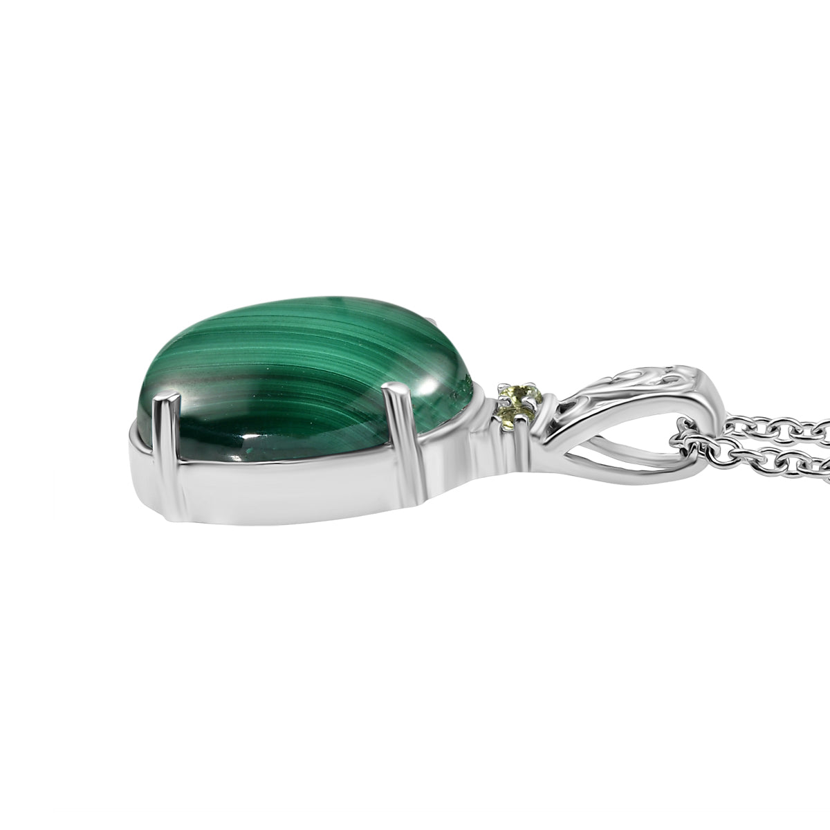 Malachit, Peridot Schmuckset Edelstahl ca. 11.10 ct