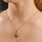Tigerauge, Citrin Schmuckset Edelstahl ca. 11.10 ct
