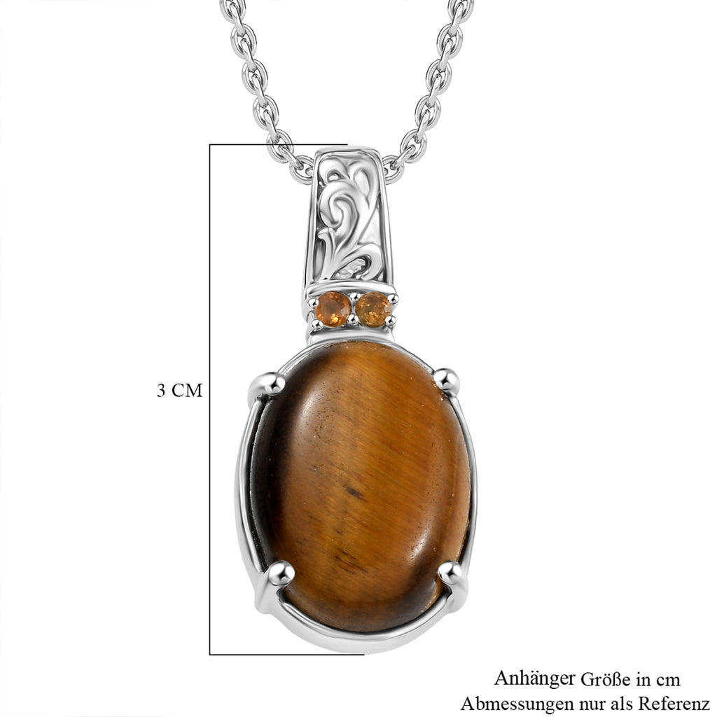 Tigerauge, Citrin Schmuckset Edelstahl ca. 11.10 ct