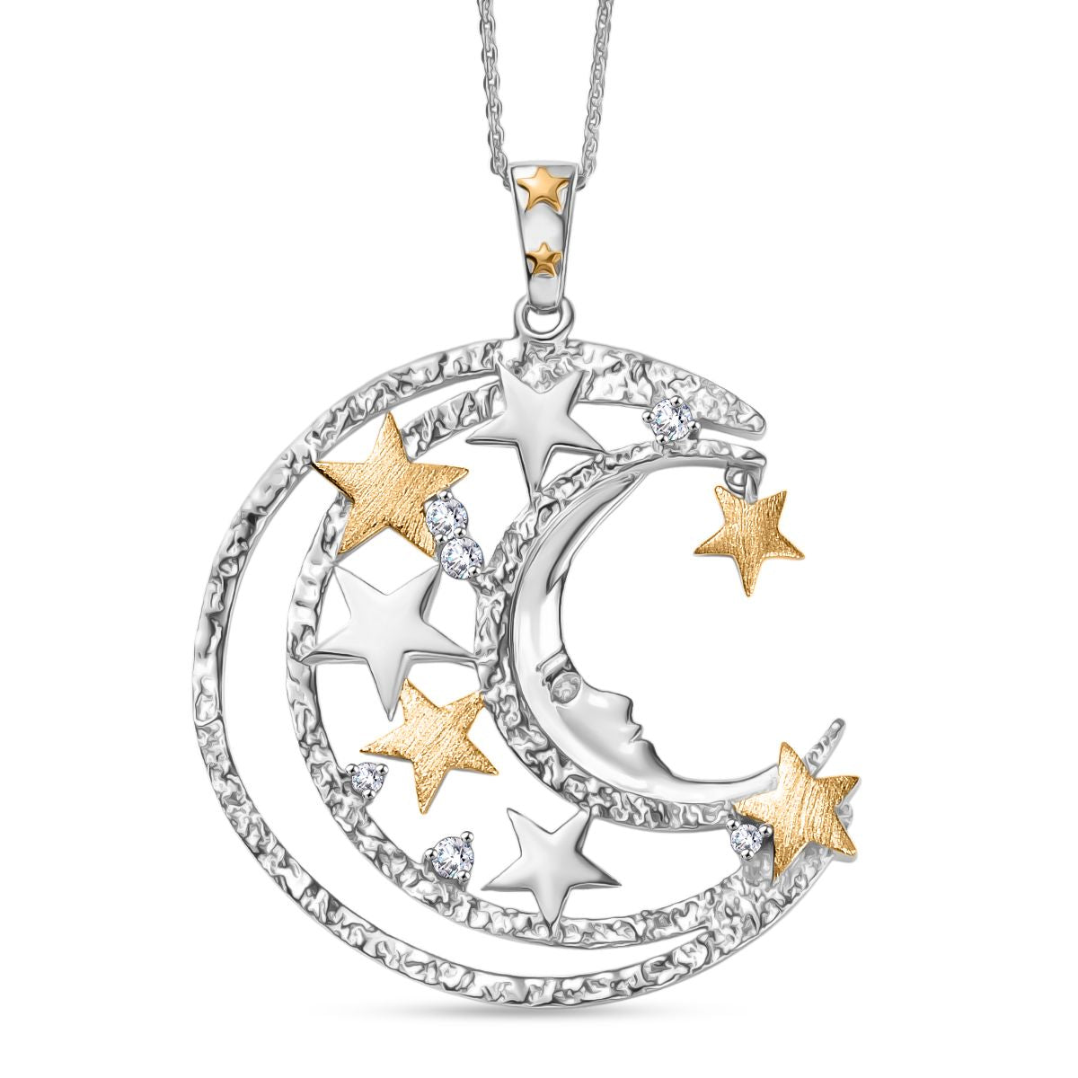 GP Celestial Dream - Weißer Zirkon Anhänger mit Kette ca. 50 cm, 925 Silber platiniert und vergoldet ca. 0.41 ct