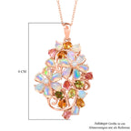 Flora Aurora - D joy Mehrfarbiger-Turmalin, Natürlicher, äthiopischer Welo Opal Anhänger mit Kette, 925 Silber 750 Roségold Vermeil ca. 4,23 ct.