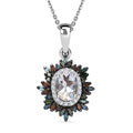 D'joy AAA Premium Malagasy Mondstein, Roter Diamant Starlit Bloom Anhänger mit Kette ca. 50 cm, 925 Silber rhodiniert ca. 1.31 ct