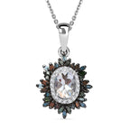 D'joy AAA Premium Malagasy Mondstein, Roter Diamant Starlit Bloom Anhänger mit Kette ca. 50 cm, 925 Silber rhodiniert ca. 1.31 ct