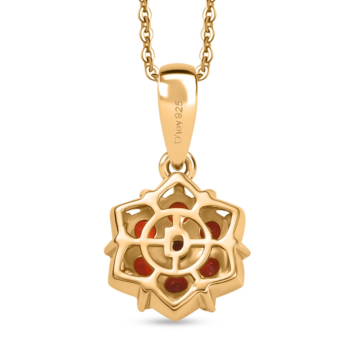 D'joy AA Mexikanischer Kirschfeuer-Opal, Moissanit Schmuckset ca. 50 cm, 925 Silber 750 Gelb Vergoldet ca. 0.47 ct