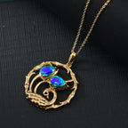 D'joy Pfau Quarz Triplette Anhänger mit Kette (ca. 45cm), 925 Silber 750 Gelb Vergoldet ca. 1.48 ct
