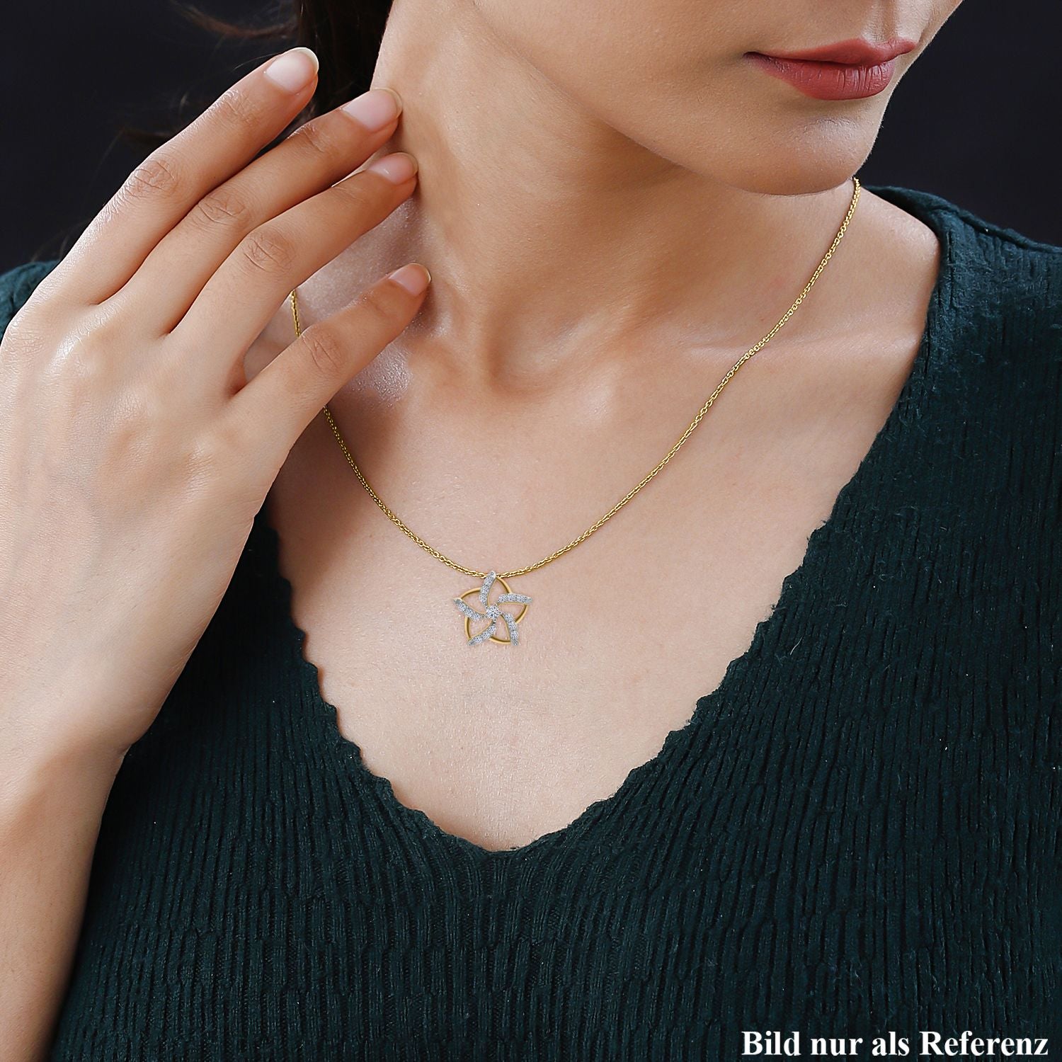 LUXURIANT DIAMOND - Lab Grown Diamant SI-GH SGL zertifiziert Anhänget mit Kette (ca. 50cm), 925 Silber 750 Gelbgold Vermeil ca. 0.50 ct