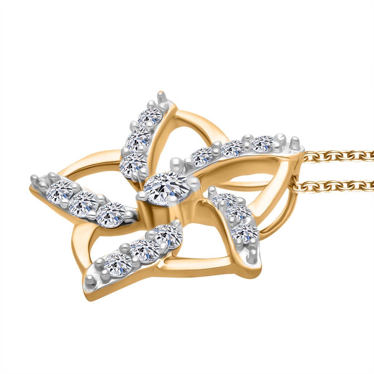 LUXURIANT DIAMOND - Lab Grown Diamant SI-GH SGL zertifiziert Anhänget mit Kette (ca. 50cm), 925 Silber 750 Gelbgold Vermeil ca. 0.50 ct
