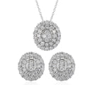 LUXURIANT DIAMOND - 2er Set Lab Grown Diamant SI-GH Anhänger mit Kette (ca. 45 cm + 5 cm extender) und Ohrringe, 925 Silber rhodiniert ca. 3.00 ct