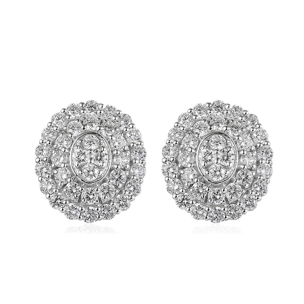 LUXURIANT DIAMOND - 2er Set Lab Grown Diamant SI-GH Anhänger mit Kette (ca. 45 cm + 5 cm extender) und Ohrringe, 925 Silber rhodiniert ca. 3.00 ct
