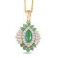 D’Joy AAA Kagem sambischer Smaragd und Moissanit Anhänger mit 50cm Kette - 1,30 ct.