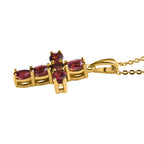 AA Rubellit Kreuz-Anhänger mit Kette, 925 Silber Gelbgold Vermeil ca. 1.09 ct