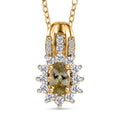 Natürlicher goldener Tansanit und weißer Zirkon Anhänger mit Kette, 925 Silber Gelbgold Vermeil ca. 0.85 ct