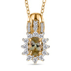 Natürlicher goldener Tansanit und weißer Zirkon Anhänger mit Kette, 925 Silber Gelbgold Vermeil ca. 0.85 ct