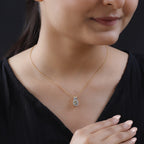 Natürlicher goldener Tansanit und weißer Zirkon Anhänger mit Kette, 925 Silber Gelbgold Vermeil ca. 0.85 ct
