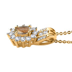 Natürlicher goldener Tansanit und weißer Zirkon Anhänger mit Kette, 925 Silber Gelbgold Vermeil ca. 0.85 ct
