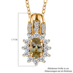 Natürlicher goldener Tansanit und weißer Zirkon Anhänger mit Kette, 925 Silber Gelbgold Vermeil ca. 0.85 ct