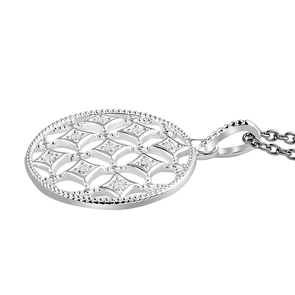 Zirkonia Anhänger mit Kette, 925 Silber und Edelstahl Kette