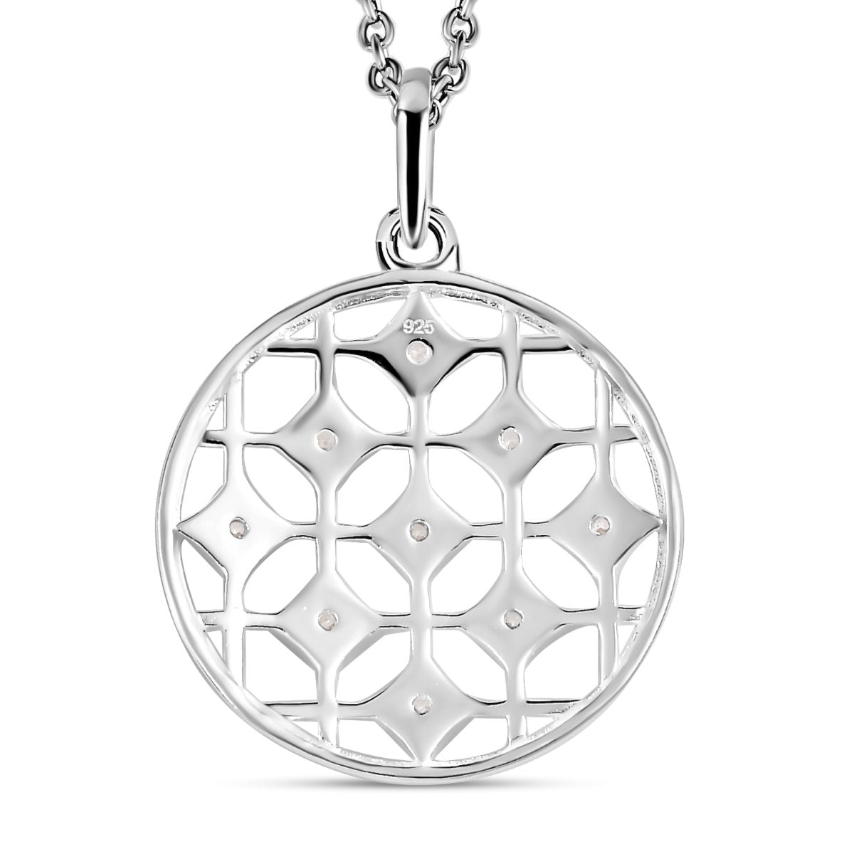 Zirkonia Anhänger mit Kette, 925 Silber und Edelstahl Kette