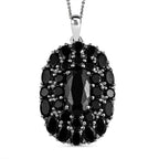 Schwarzer Turmalin Anhänger mit Kette, 925 Silber platiniert ca. 14.90 ct