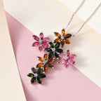 GP Italienische Garten Kollektion - mehrfarbige Turmalin Kreuz-Anhänger mit Kette, 925 Silber platiniert ca. 5.34 ct