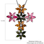 GP Italienische Garten Kollektion - mehrfarbige Turmalin Kreuz-Anhänger mit Kette, 925 Silber platiniert ca. 5.34 ct