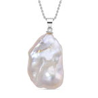 AAA Weiße Süßwasser Barockperle Anhänger mit Kette, ca. 50 cm, 925 Silber rhodiniert