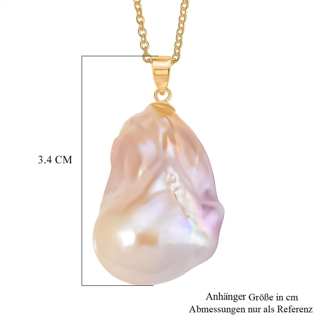 AAA Mehrfarbige-Süßwasser-Barockperle Anhänger mit Kette, ca. 50 cm, 925 Silber vergoldet
