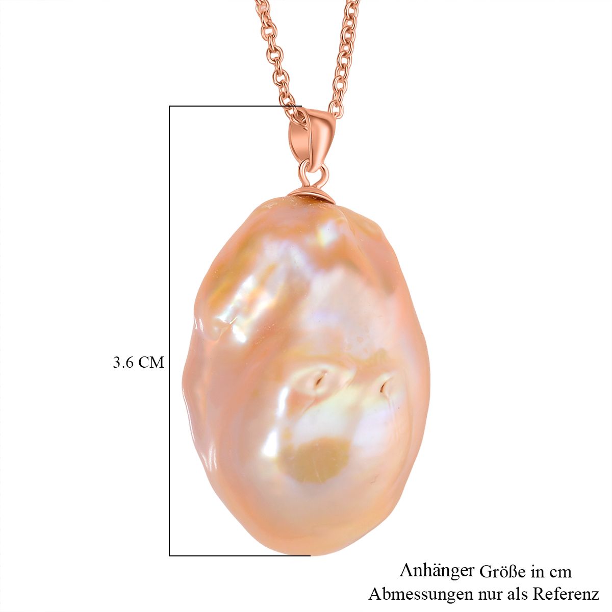 AAA mehrfarbige Süßwasser Barockperle Anhänger mit 50cm Kette, 925 Silber rosévergoldet